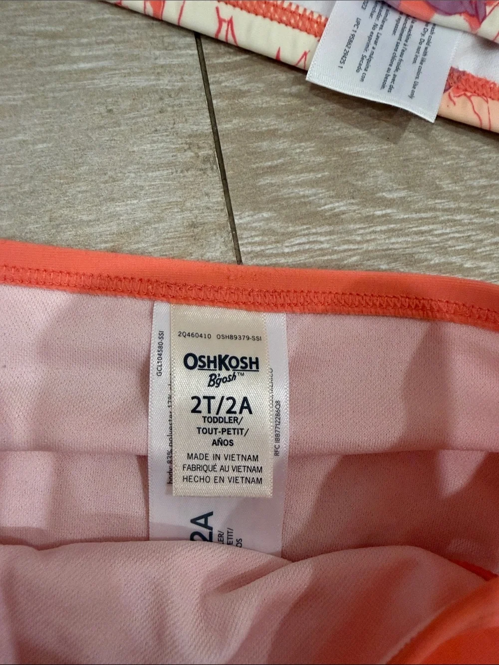 OshKosh Bigosh Girls Floral Rash Guard Swim Set - Coral/Purple